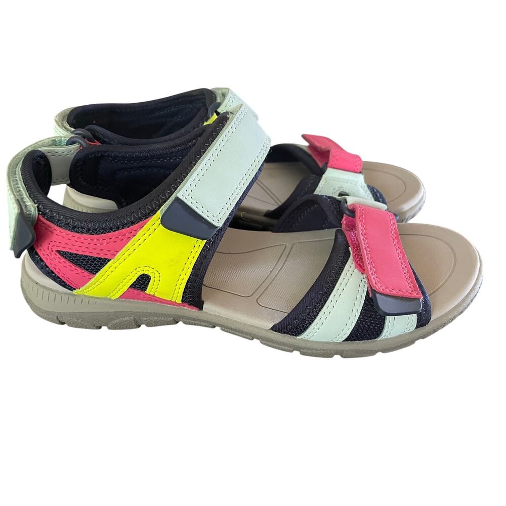 LANDS END Ladies Sandals with Neon Size 7 Gorpcore Retro